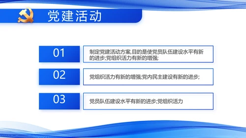 蓝色党建党支部年终工作总结PPT党课