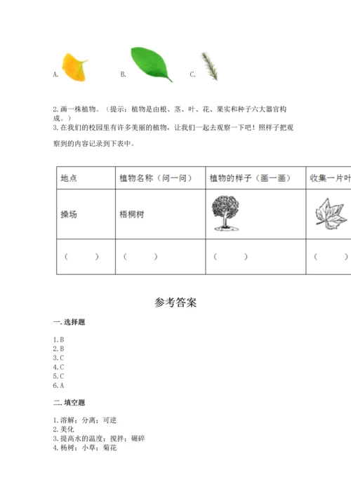 教科版科学一年级上册第一单元《植物》测试卷【名师推荐】.docx