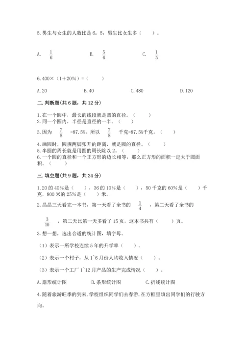 人教版六年级上册数学期末测试卷带答案（基础题）.docx