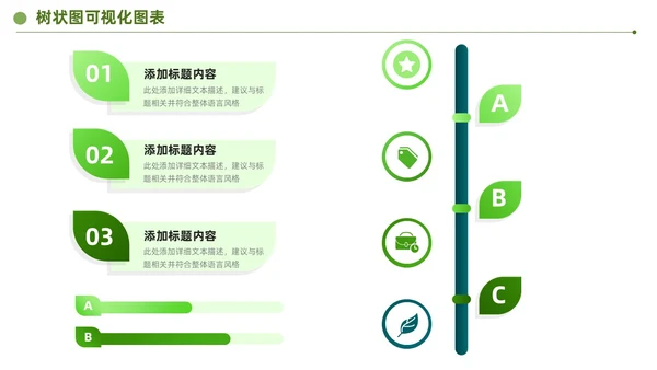 绿色商务通用树状可视分析图表PPT模板