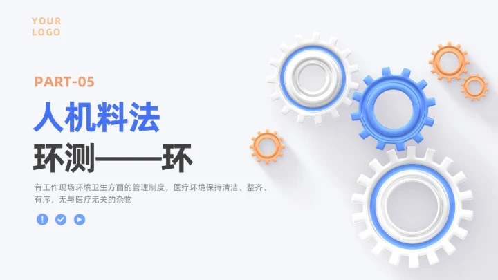 蓝色月度汇报工作汇报工作报告医疗科技简约通用人机环测人机料法环