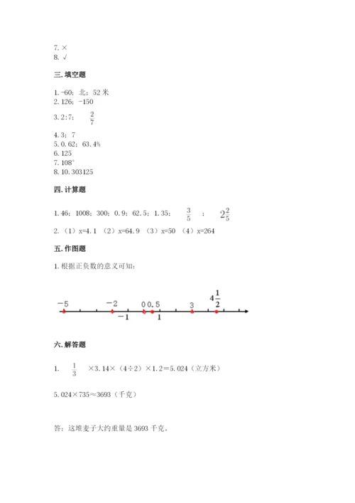 冀教版小学六年级下册数学期末检测试题带答案（培优b卷）.docx