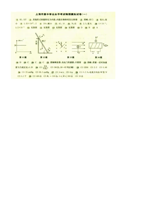 2023年上海市高中学业水平考试物理模拟试卷.docx