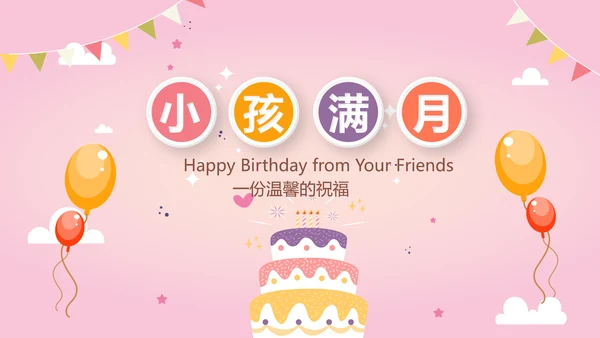 今天我满月啦电子相册PPT动态模板