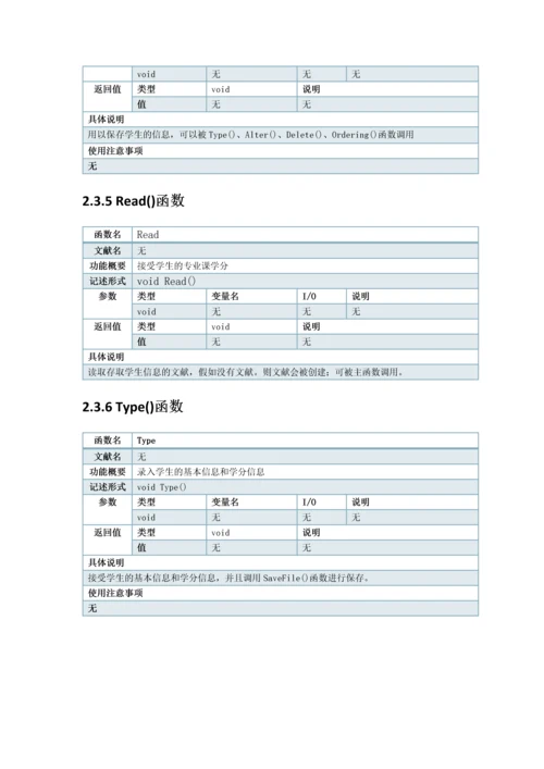 C语言学分管理系统需求文档附源代码.docx