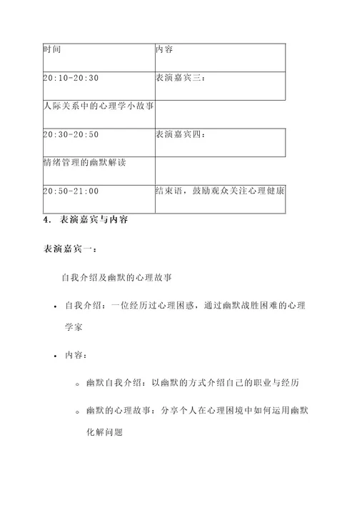 心理脱口秀策划案
