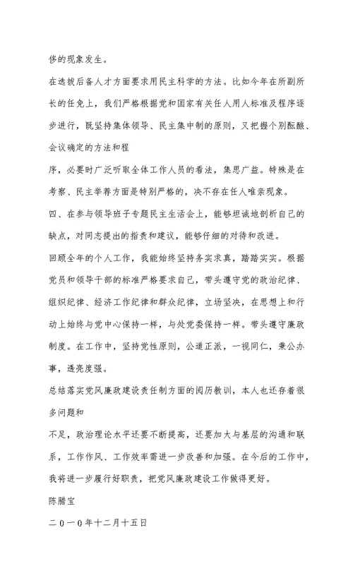 201-年党风廉政建设个人工作总结 2