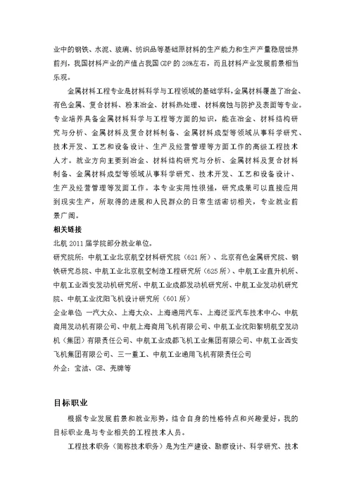 金属材料专业职业生涯规划书(共6页)