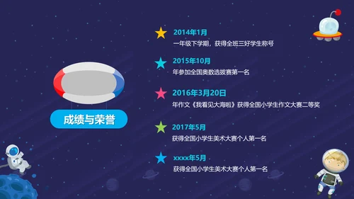 天体宇宙卡通小学生班干部竞选PPT模板