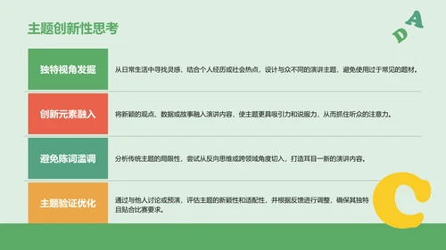 绿色插画风英语演讲比赛内容组织PPT模板