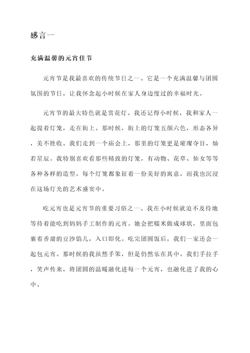 关于元宵节的感言