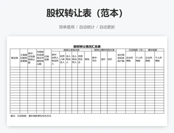 股权转让表（范本）