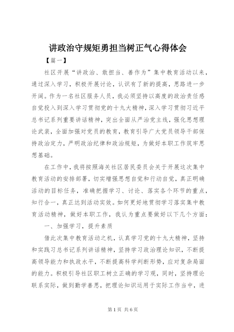 讲政治守规矩勇担当树正气心得体会.docx