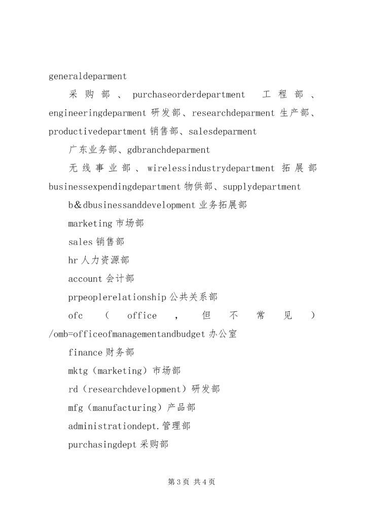 公司部门英文名 (4).docx