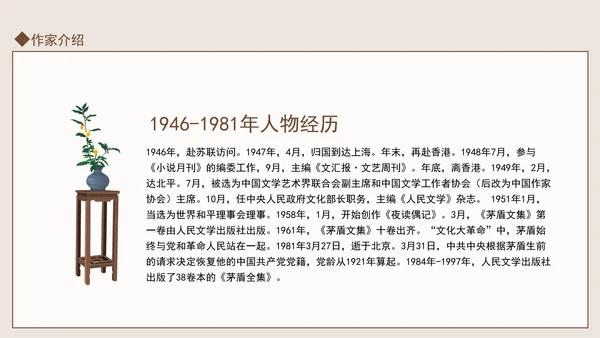 著名作家茅盾先生事迹学习PPT课件