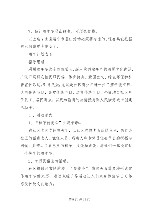 端午计划表总结合集多篇.docx