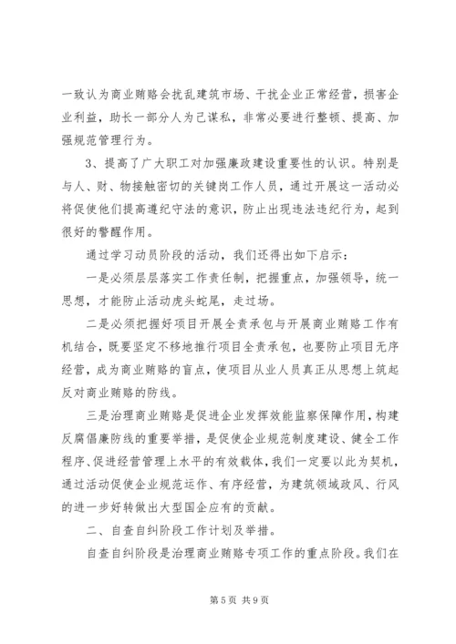 建筑公司反商业贿赂第一阶段汇报及下一步工作安排.docx