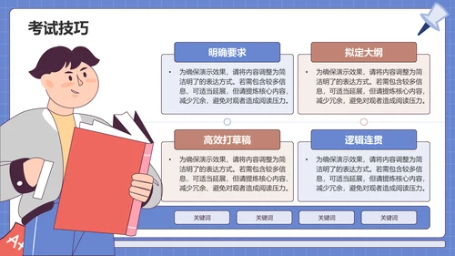 蓝色插画风高中英语作文结构与技巧指导PPT模板