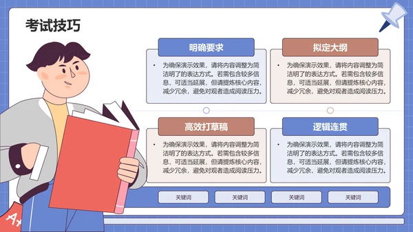 蓝色插画风高中英语作文结构与技巧指导PPT模板