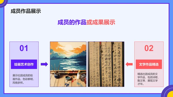 紫色孟菲斯学生社团汇报展示PPT模板
