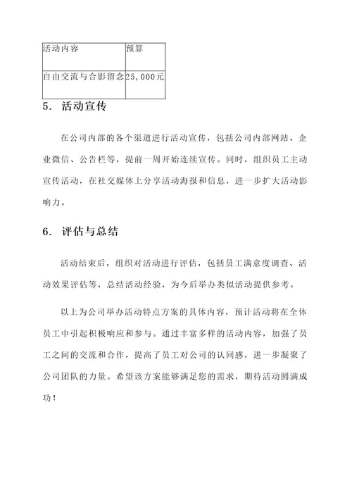 公司举办活动特点方案