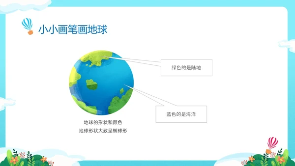蓝色清新卡通儿童童心守护蔚蓝地球4月22日世界地球日幼儿园主