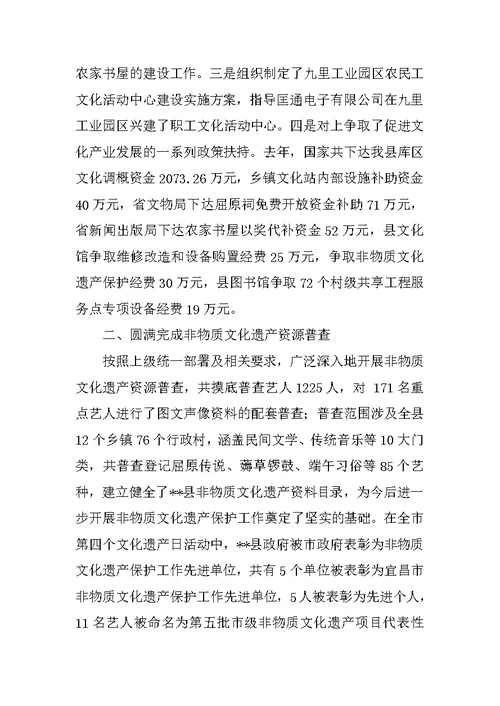 县文化局在全市文化工作会议上的经验交流发言材料