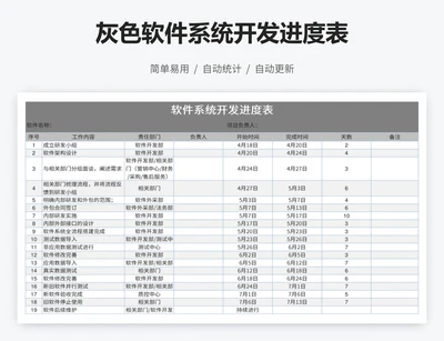 灰色软件系统开发进度表