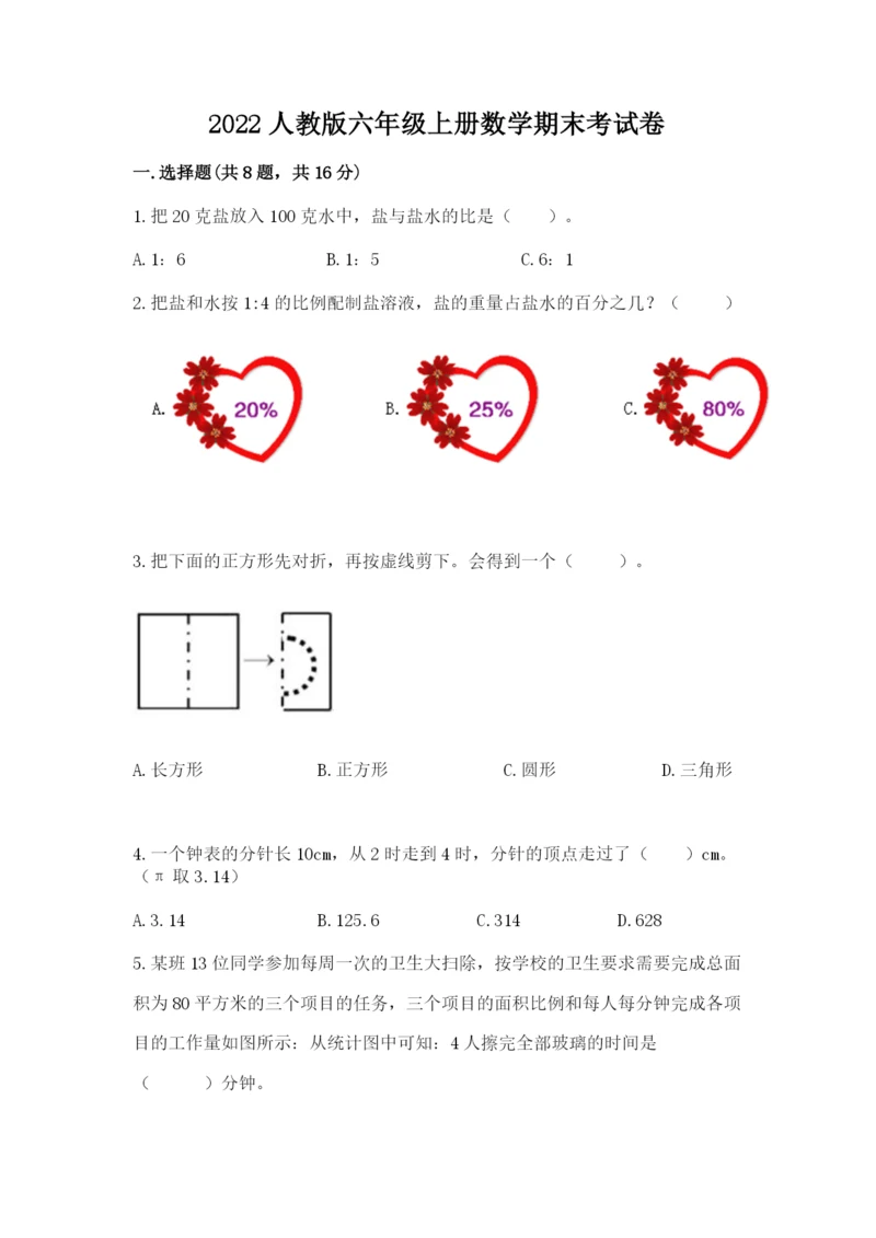 2022人教版六年级上册数学期末考试卷精品（典优）.docx