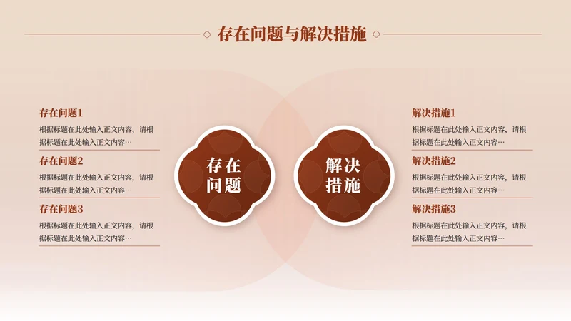 存在问题与解决措施-古风项目汇报关系页PPT单页