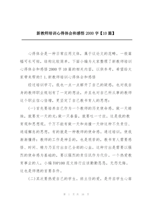 新教师培训心得体会和感悟2000字【10篇】.docx