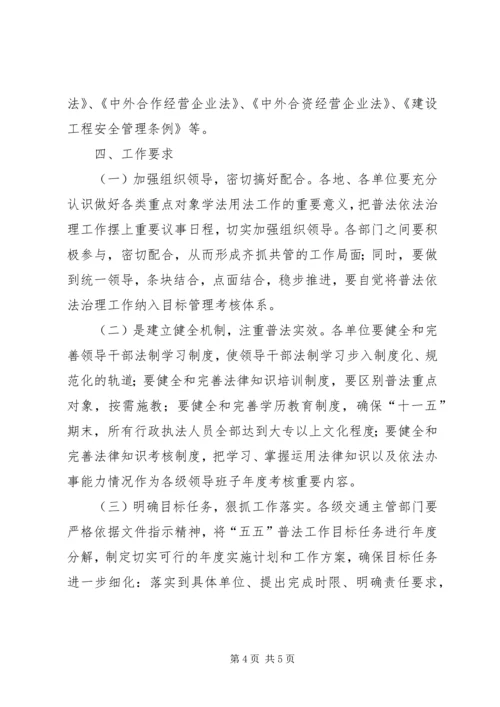 全省交通系统五五普法重点对象学法用法指导意见.docx