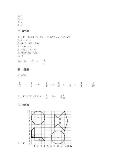 小学六年级上册数学期末测试卷含答案【研优卷】.docx