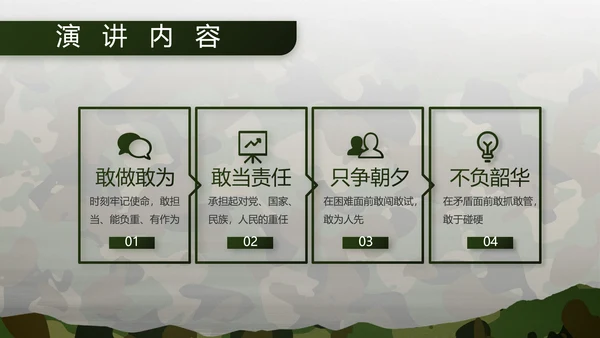 迷彩风部队军事工作总结汇报PPT