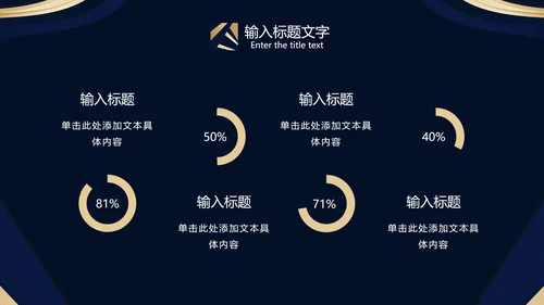 蓝金发射光状奢华PPT模板