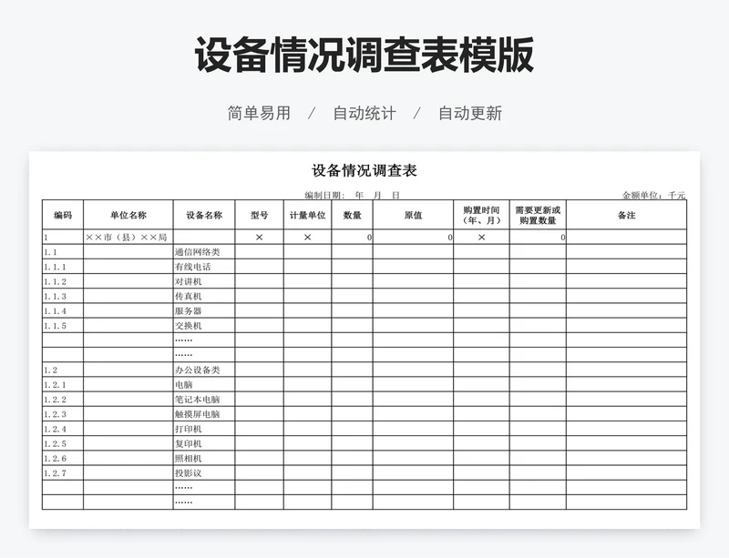 设备情况调查表模版