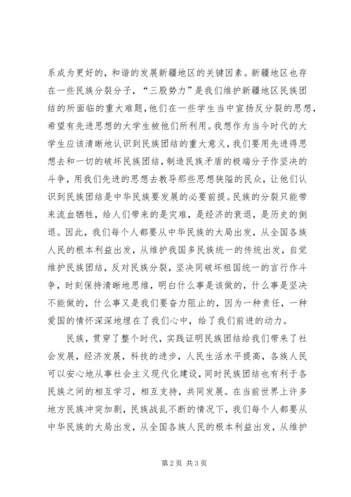 坚决维护民族团结思想汇报.docx