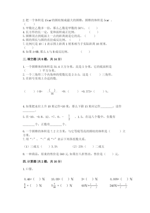 小升初六年级期末测试卷带答案.docx