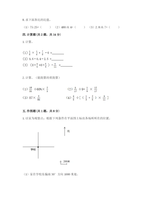 人教版数学六年级上册期末测试卷附答案【名师推荐】.docx