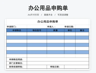 企业办公用品申购单模板