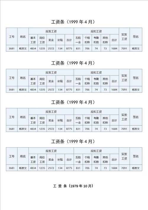 员工工资明细表范本3种