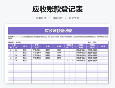 应收账款登记表