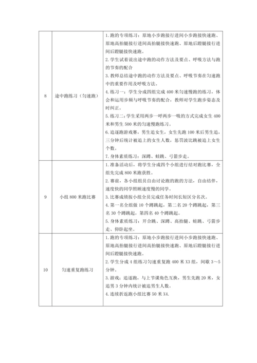 初中体育八年级“起跑及起跑后的加速跑”教学设计与中长跑 大单元教学计划