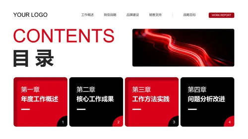 红色简约风商务汇报PPT模板