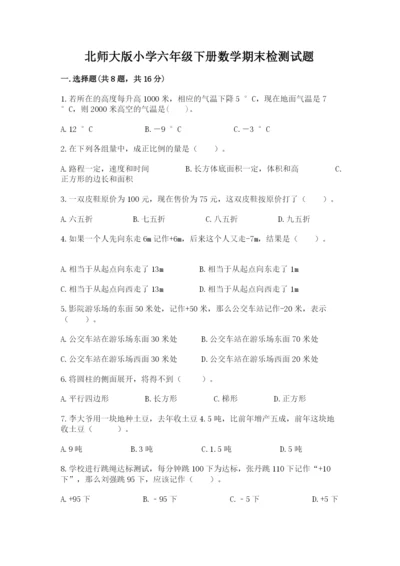 北师大版小学六年级下册数学期末检测试题及完整答案（典优）.docx