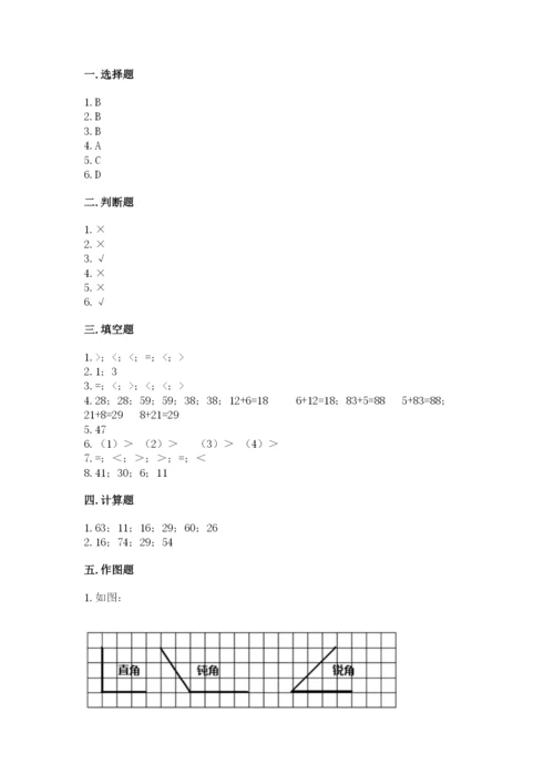 人教版二年级上册数学 期中测试卷及完整答案.docx