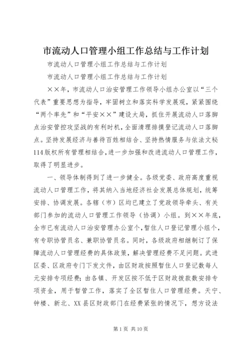 市流动人口管理小组工作总结与工作计划 (4).docx