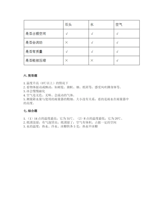 教科版三年级上册科学期末测试卷含答案【精练】.docx