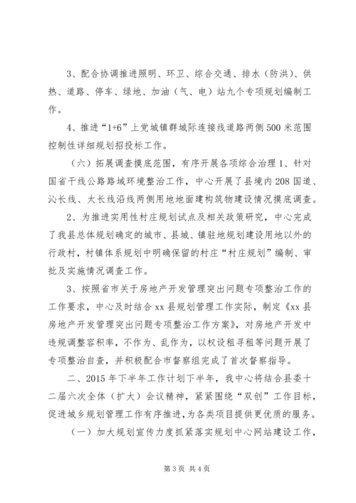 乡镇规划中心上半年工作总结及下半年工作计划.docx