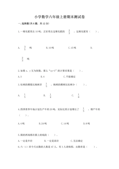小学数学六年级上册期末测试卷带答案（突破训练）.docx